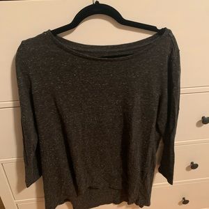 Loft 3/4 sleeve speckled tee with layered hem